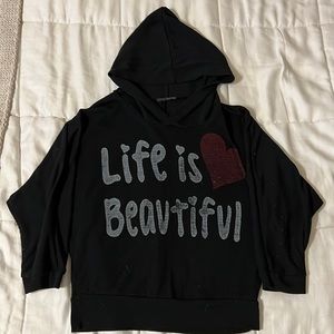Poetry “Life is Beautiful” Light Weight Hoodie - Size Small